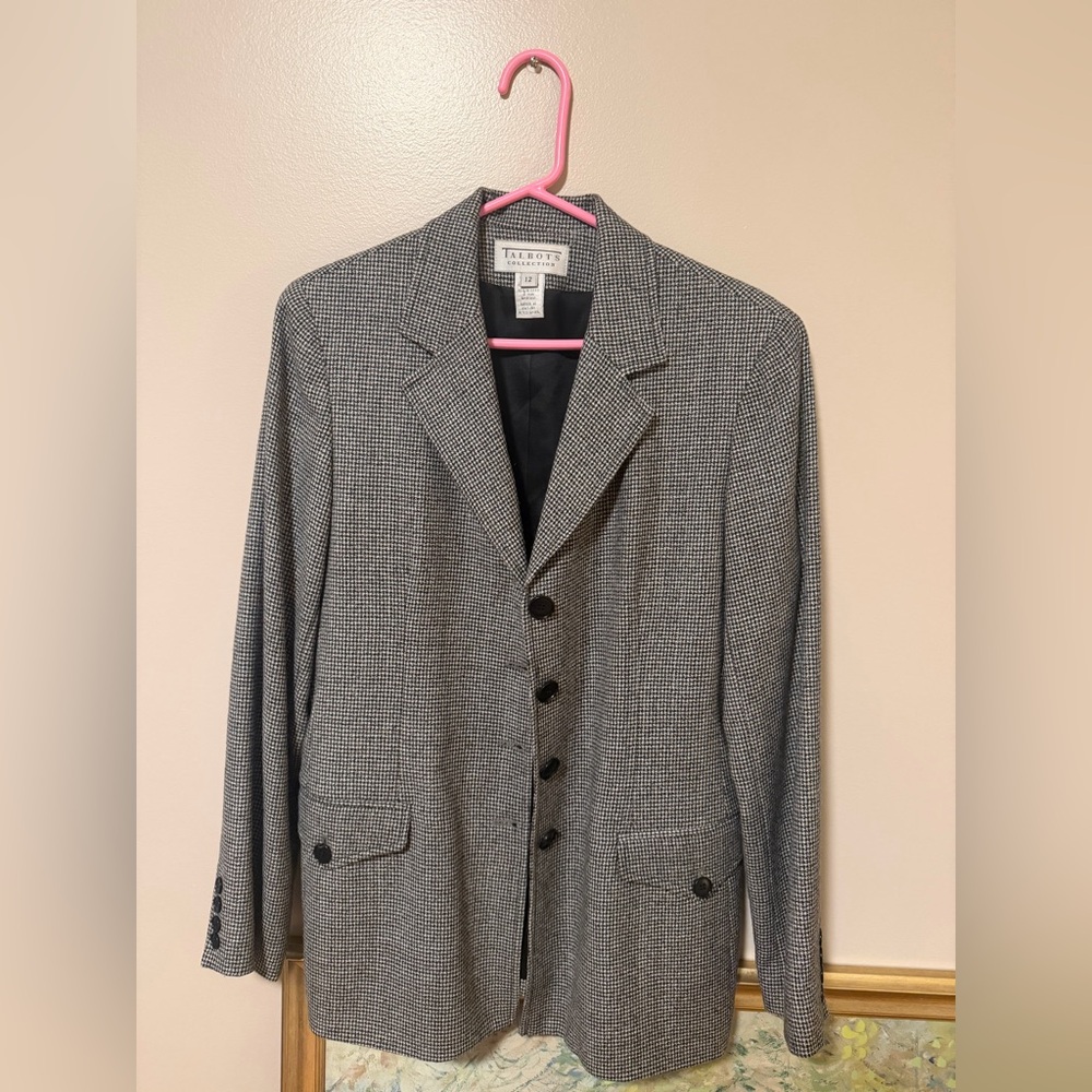 Talbots Collection 100% Wool Houndstooth Blazer
